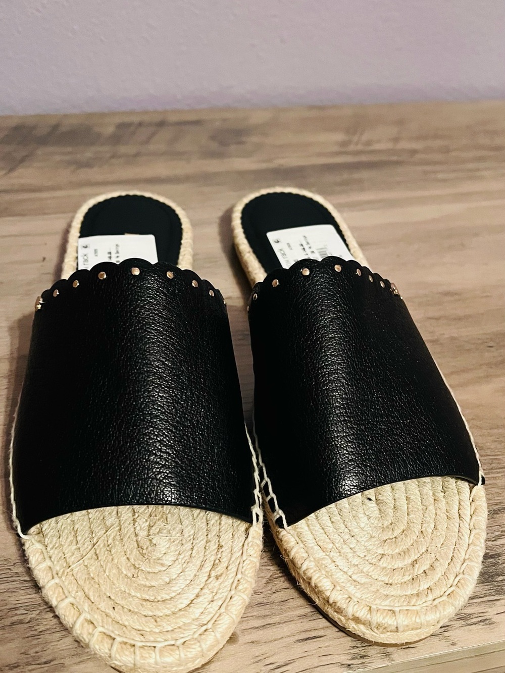 kate spade Black Raffia-Style Slide Sandals